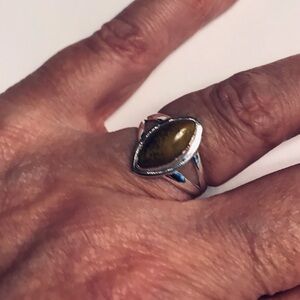 Tiger Eye Stamped 925 Sterling Silver Ring